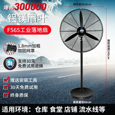 fs65-工業(yè)電風(fēng)扇強力落地扇大風(fēng)量牛角扇商用機械大功率車間工廠壁掛扇